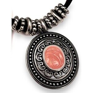 New Silver Tone Necklace Shimmer Enamel Boho Statement - 13K